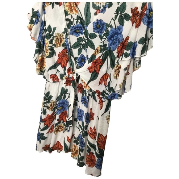 Umgee Tropical Floral Flare Sleeve Tie Front Fit Dress L - Picture 7 of 14
